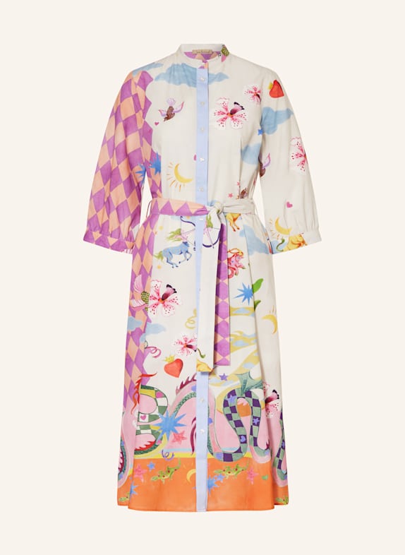 Smith & Soul Hemdblusenkleid mit 3/4-Arm CREME/ GRÜN/ HELLBLAU