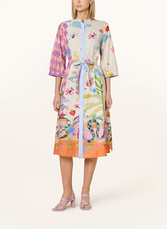 Smith & Soul Hemdblusenkleid mit 3/4-Arm CREME/ GRÜN/ HELLBLAU