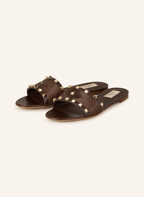 VALENTINO GARAVANI Pantoletten ROCKSTUD DUNKELBRAUN