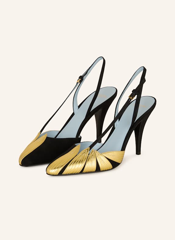 VALENTINO GARAVANI Slingpumps VG FOLIEFOLIAGE SCHWARZ/ GOLD