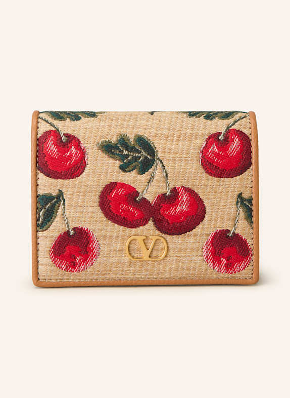 VALENTINO GARAVANI Geldbörse VLOGO SIGNATURE BEIGE/ ROT/ CAMEL