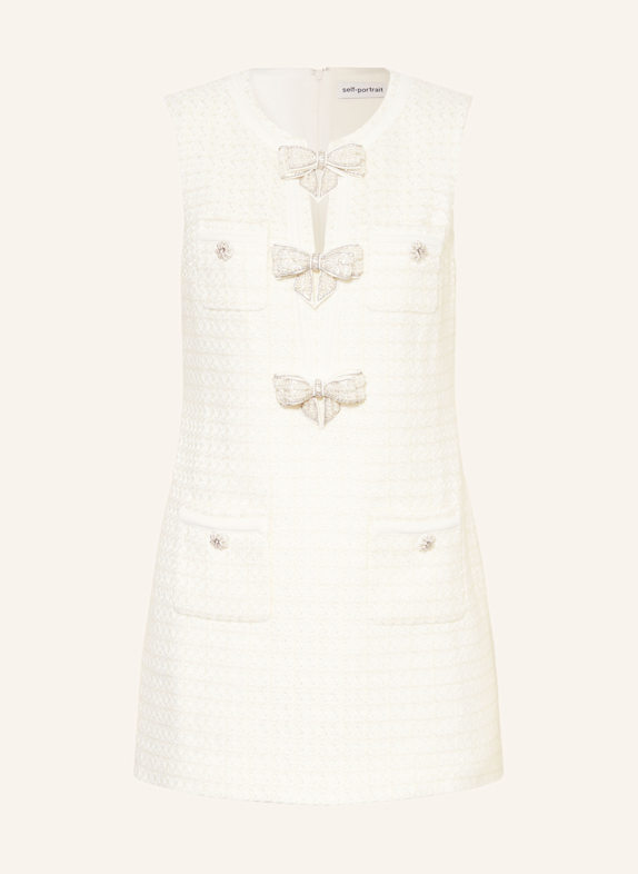 self-portrait Bouclé dress with decorative gems CREAM/ ECRU/ WHITE GOLD