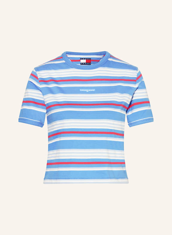 TOMMY JEANS Cropped-Shirt BLAU/ PINK/ WEISS