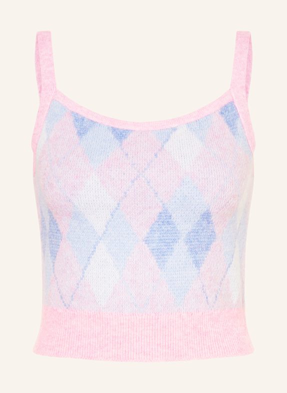 TOMMY JEANS Cropped knit top PINK/ LIGHT BLUE/ WHITE