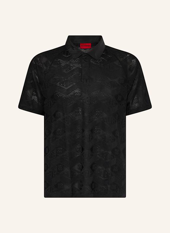 HUGO Strick-Poloshirt DOMPOLI SCHWARZ