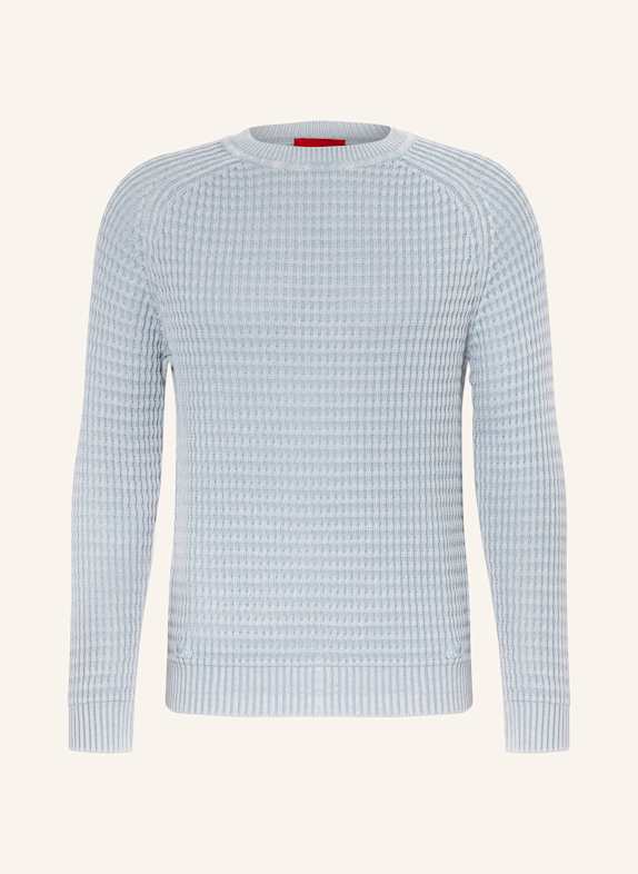 HUGO Leinenpullover SARDELLO HELLBLAU