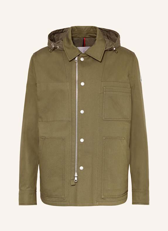 MONCLER Overjacket GUERLEDAN im Materialmix KHAKI
