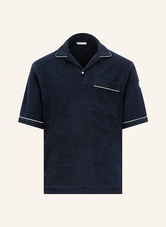 MONCLER Frottee-Poloshirt Loose Fit DUNKELBLAU