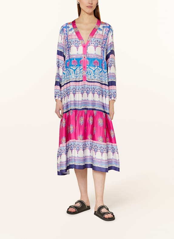 miss goodlife Satinkleid BLAU / PINK / WEISS