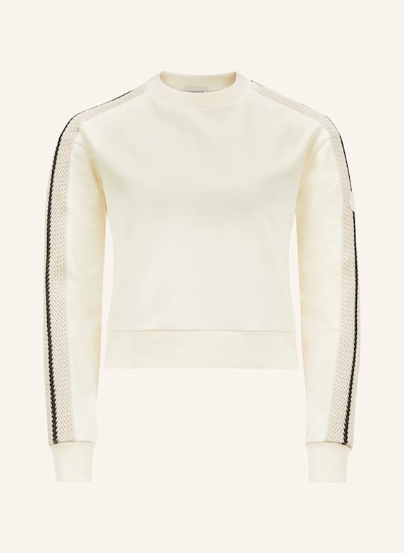 MONCLER Bluza nierozpinana z lampasami KREMOWY/ BEŻOWY/ CZARNY