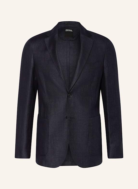ZEGNA Sakko Slim Fit mit Leinen DUNKELBLAU