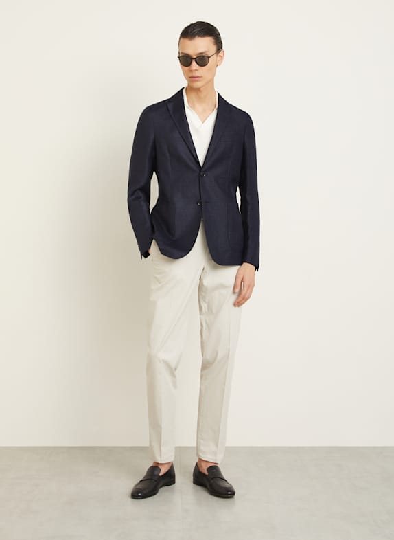 ZEGNA Slim fit colbert met linnen DONKERBLAUW