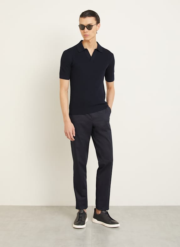ZEGNA Gebreid poloshirt DONKERBLAUW