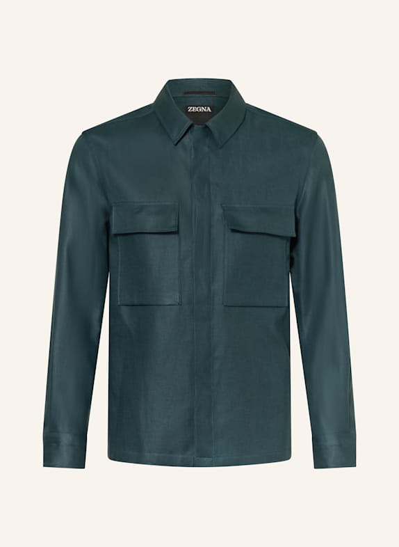 ZEGNA Leinen-Overshirt DUNKELGRÜN
