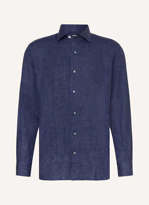 ZEGNA Leinenhemd OASI Comfort Fit DUNKELBLAU