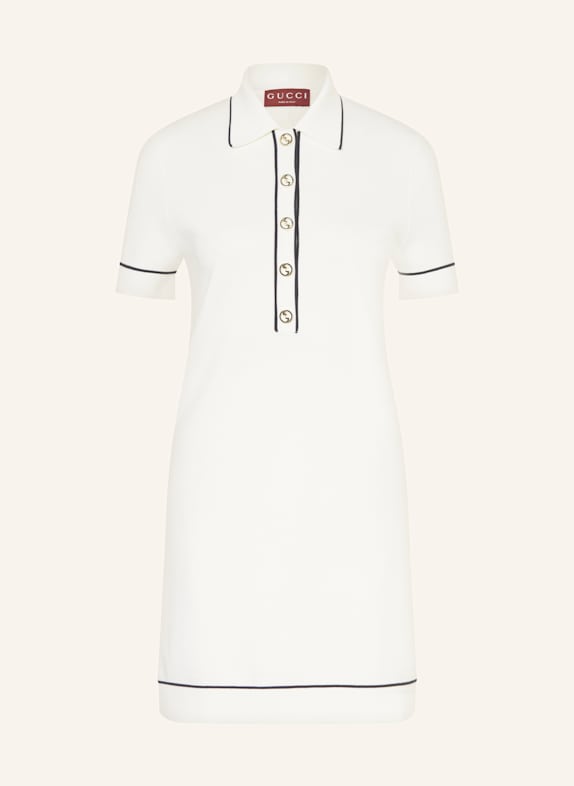 GUCCI Strick-Polokleid ECRU/ DUNKELBLAU