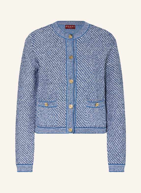 GUCCI Strickjacke BLAU/ WEISS