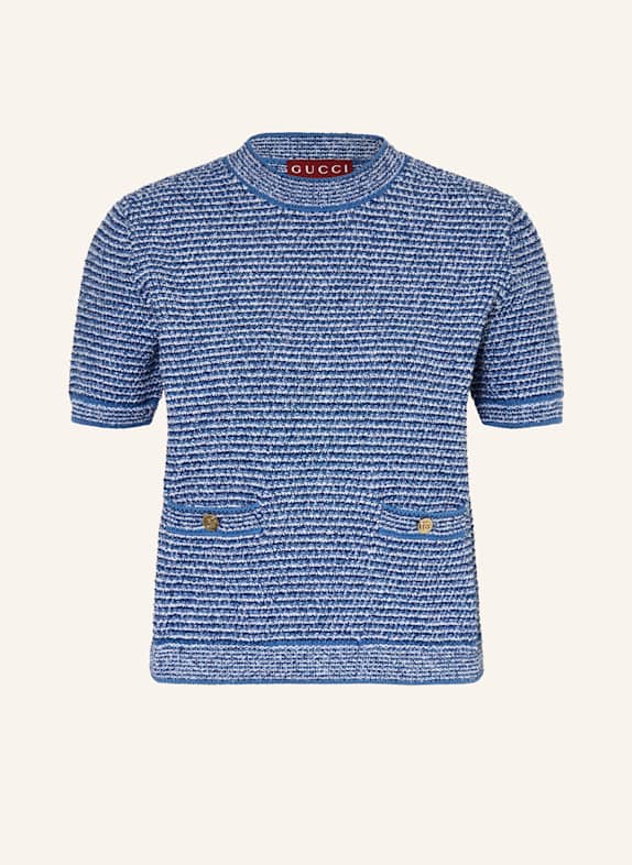 GUCCI Strickshirt BLAU/ WEISS