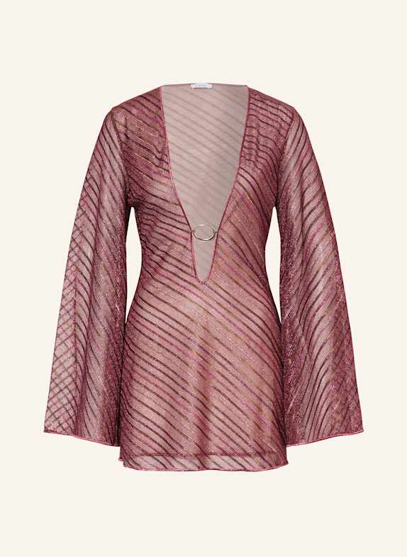 Oséree Robe de plage SHINY STRIPES avec fil pailleté ROSE FUCHSIA FLUO/ FUCHSIA/ COGNAC