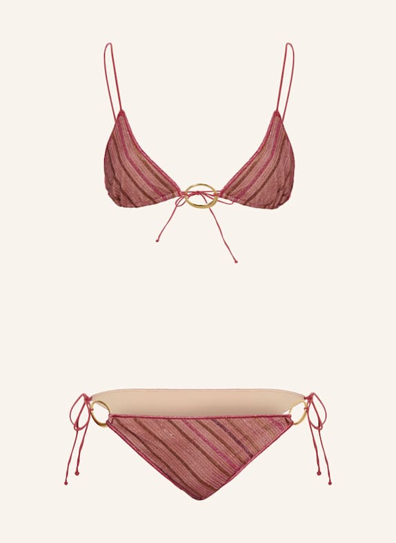 Oséree Triangel-Bikini SHINY STRIPES mit Glitzergarn PINK/ ROSA/ HELLBRAUN