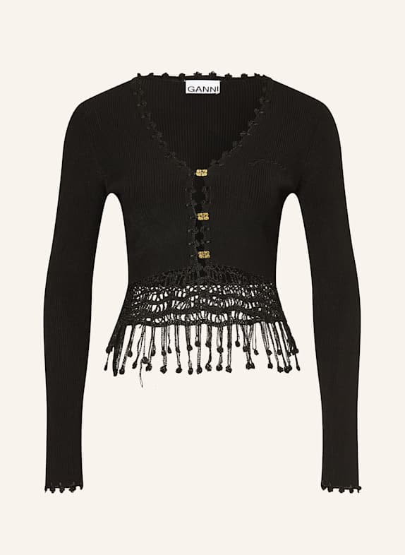 GANNI Strickjacke SHINY SCHWARZ