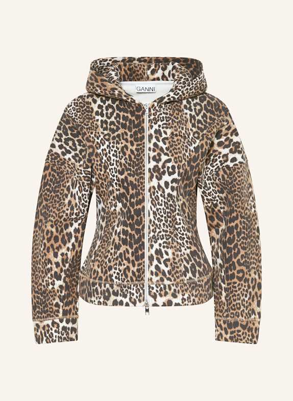 GANNI Sweat jacket BROWN/ BLACK/ CREAM