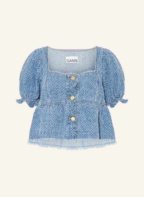 GANNI Denim blouse 566 MID BLUE STONE