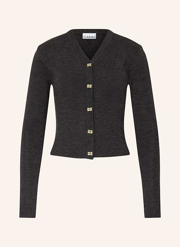GANNI Strickjacke DUNKELGRAU