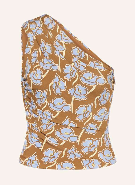 VERSACE One-shoulder top BROWN/ LIGHT BLUE/ LIGHT YELLOW