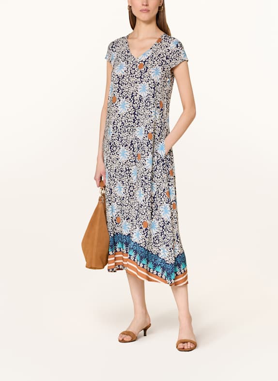 MORE & MORE Kleid DUNKELBLAU / CREME / HELLBLAU