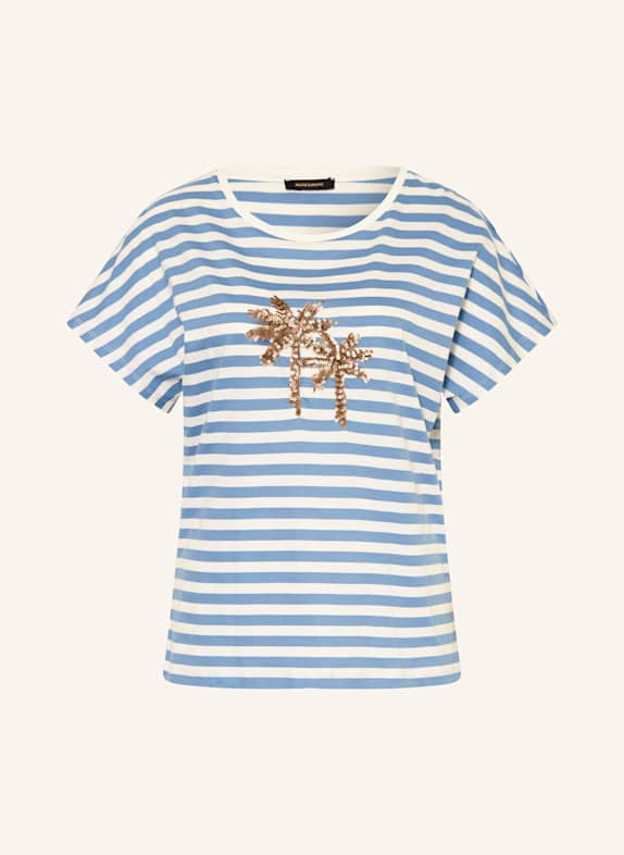 MORE & MORE T-Shirt mit Pailletten WEISS/ BLAUGRAU