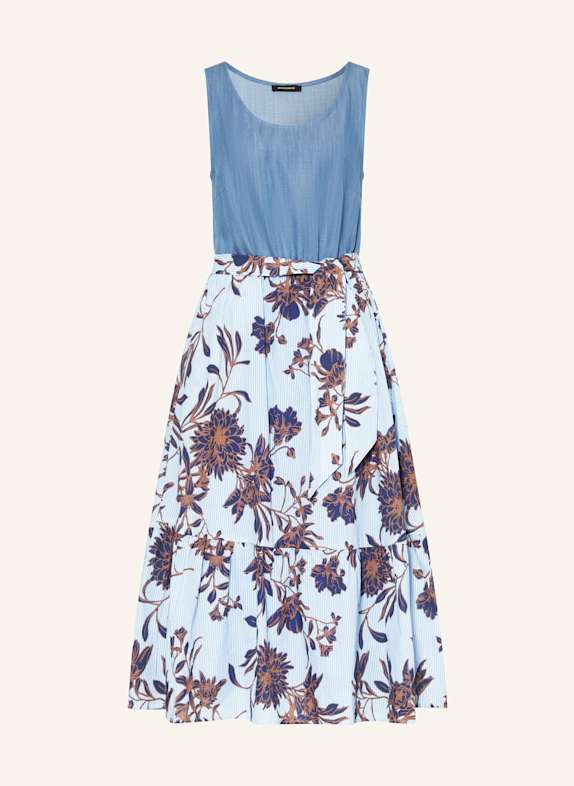 MORE & MORE Kleid im Materialmix BLAU/ WEISS