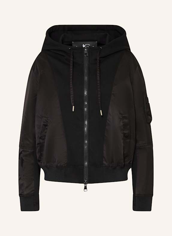 LUISA CERANO Bomber jacket in mixed materials BLACK