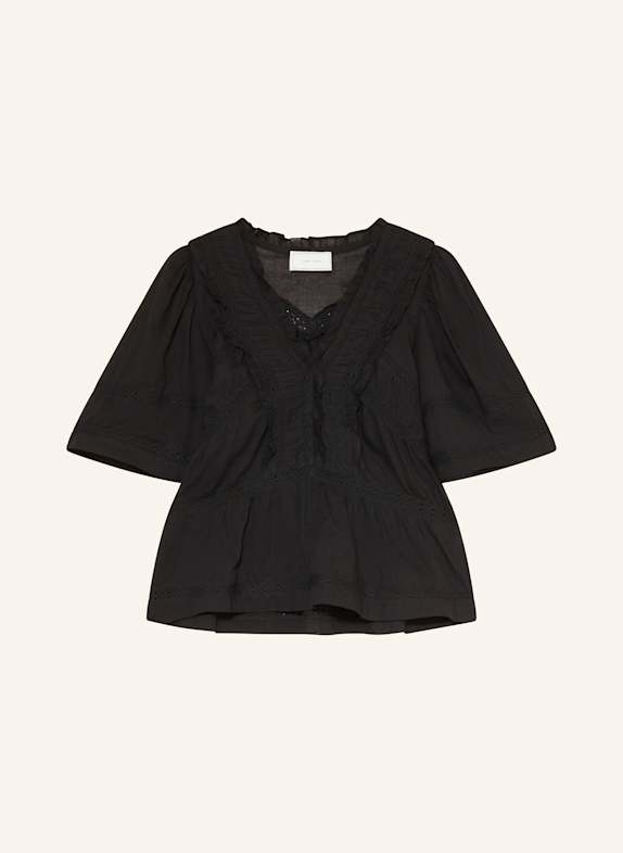 NEO NOIR Blusenshirt EVIENNE mit Rüschen SCHWARZ