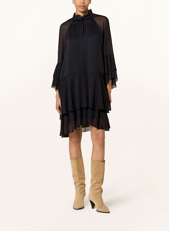 LUISA CERANO Dress with frills DARK BLUE