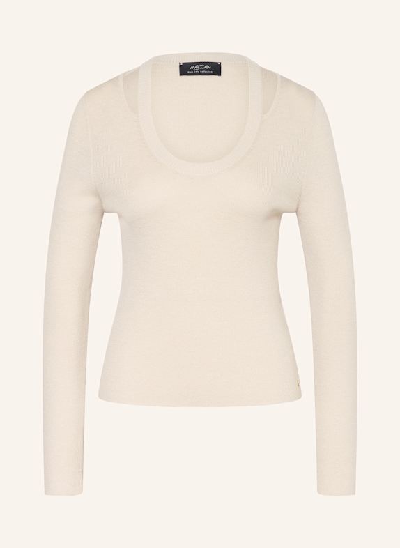 MARC CAIN Man Grey Mini All-over Logo Pullover 112 bright ecru