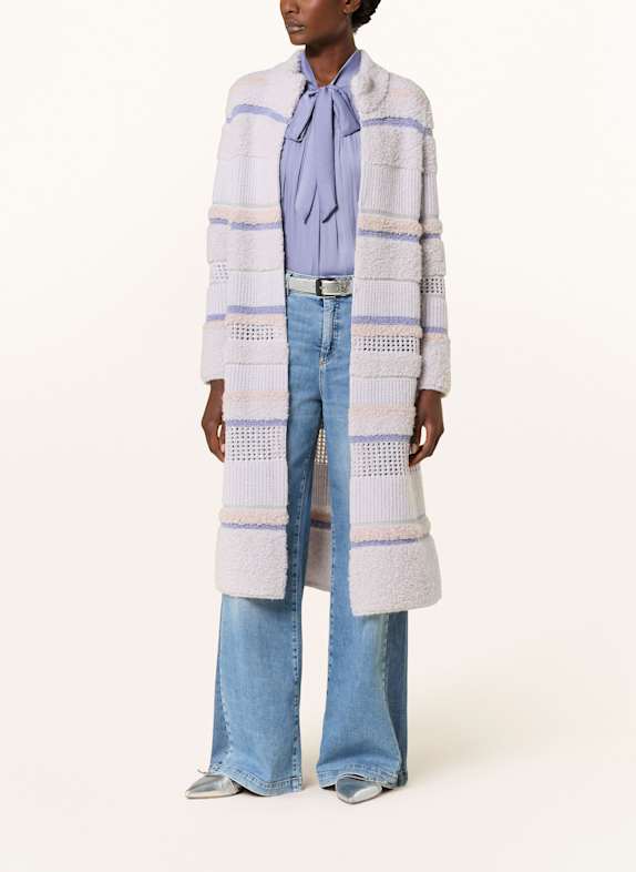 MARC CAIN Strickmantel mit Pailletten und Glitzergarn 710 soft lavender