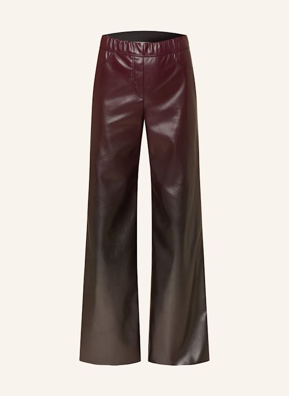 MARC CAIN WELKOM wide leg trousers in leather look 294 bright maroon