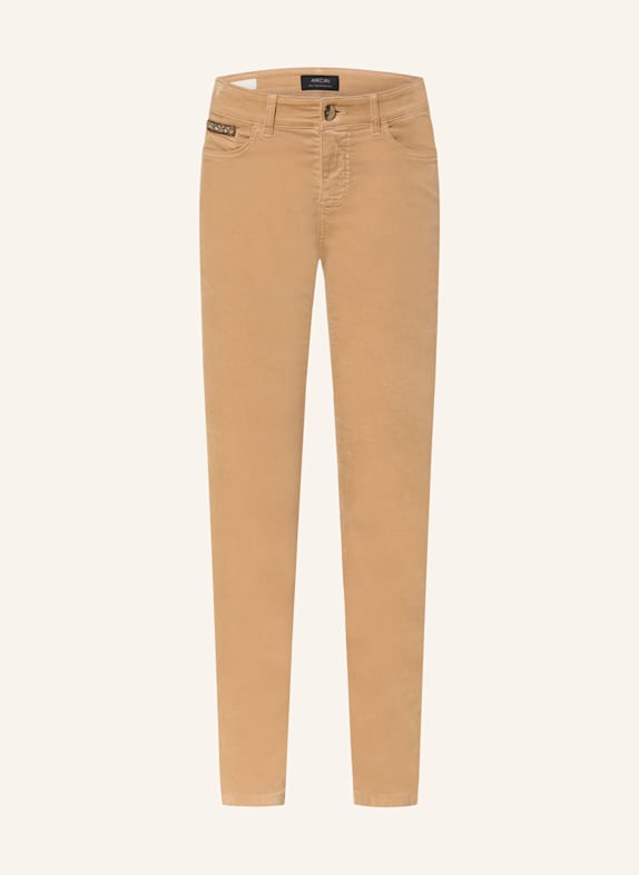 MARC CAIN SILVI velvet trousers with decorative gems 625 warm sand