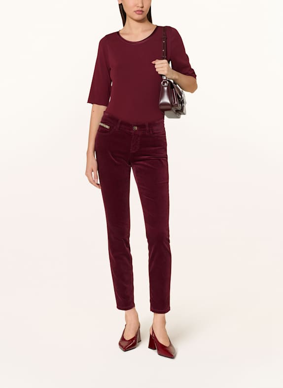 MARC CAIN Samthose SILVI mit Schmucksteinen 294 bright maroon