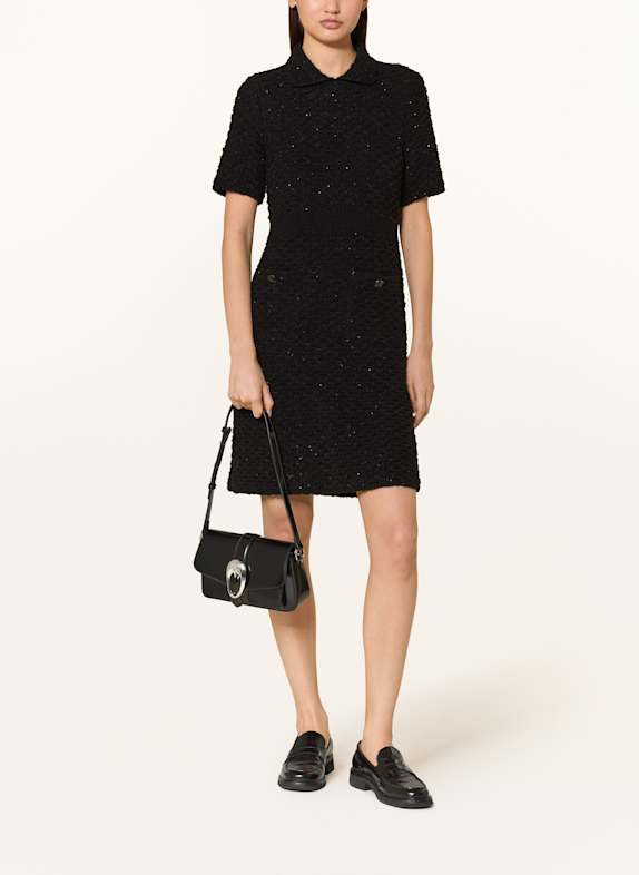 MARC CAIN Strickkleid mit Pailletten 900 BLACK