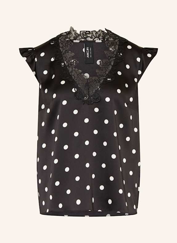 MARC CAIN Blusentop aus Satin mit Spitze 910 black and white