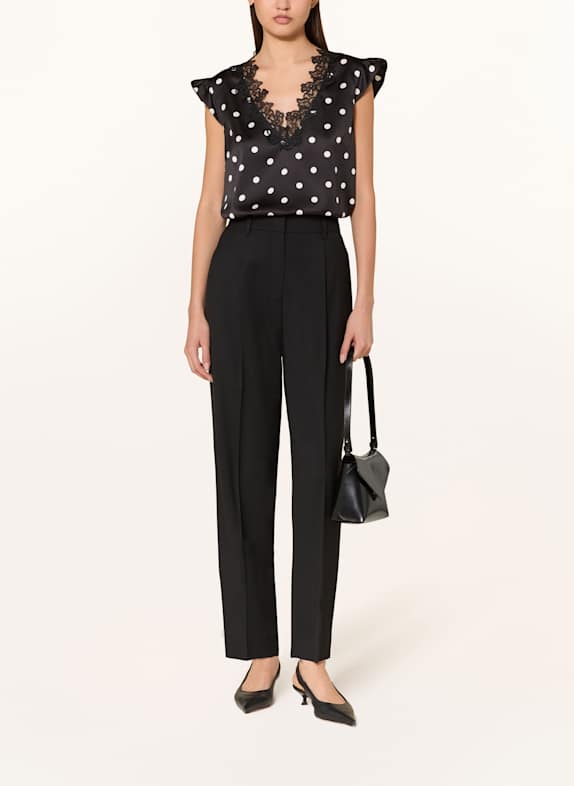 MARC CAIN Blusentop aus Satin mit Spitze 910 black and white
