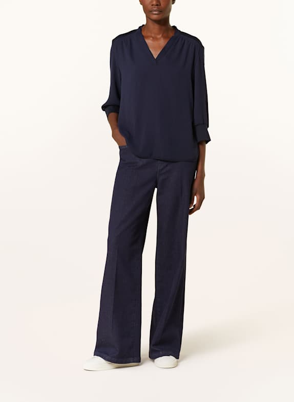 MARC CAIN Blusenshirt im Materialmix mit 3/4-Arm 394 navy