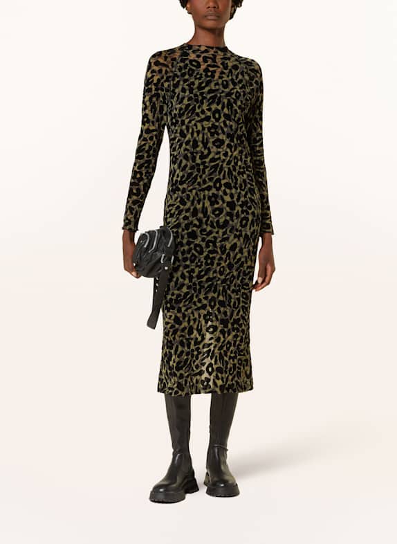 MARC CAIN Mesh-Kleid mit Samt 595 olive drab