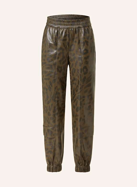 MARC CAIN ROYE cargo pants in leather look 595 olive drab
