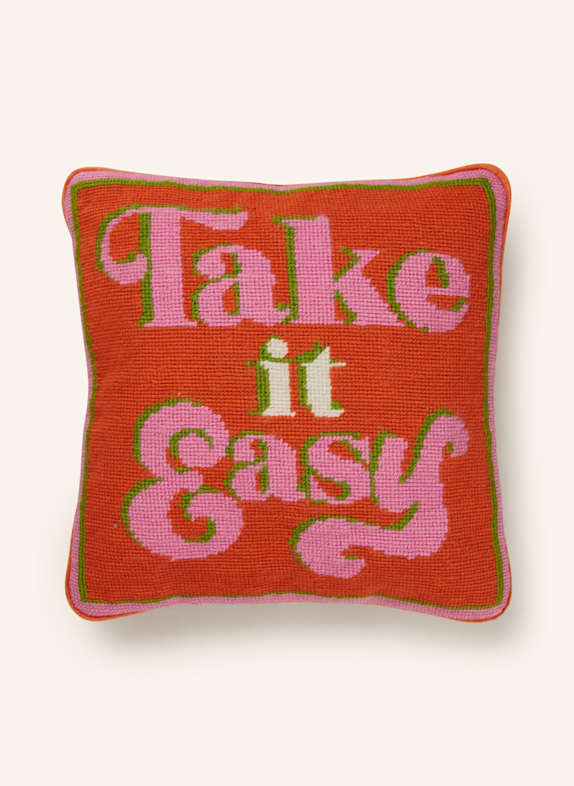 JONATHAN ADLER TAKE IT EASY decorative cushion with down filling ORANGE/ PINK/ LIGHT GREEN
