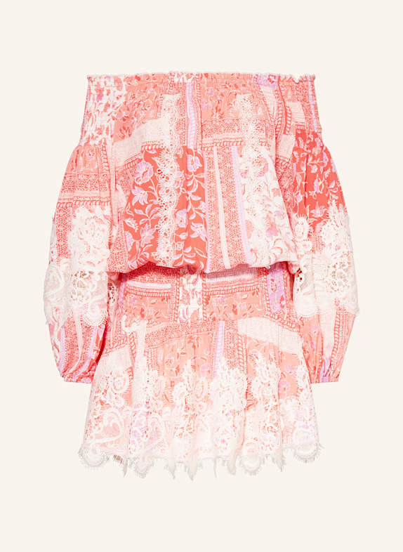 MISS JUNE Off-Shoulder-Kleid mit Spitze WEISS / HELLROT / ROSA