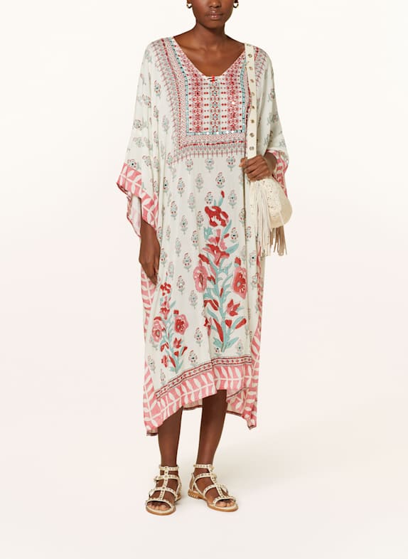MISS JUNE Kaftan mit Pailletten HELLGRAU/ ROT/ PETROL