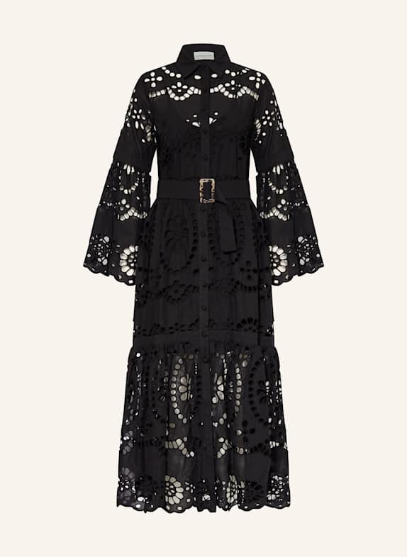MISS JUNE Košilové šaty z děrované krajky ČERNÁ